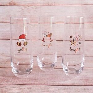 Artland Set of 3 Stemless Flute Wine Champagne Glasses Christmas/Holiday